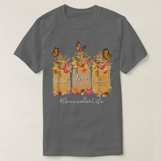 Teach Love Inspire Counselor Life Fall Autumn Tree T Shirt (Design framsida)