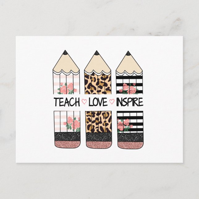 Teach Love Inspire Quote  Vykort (Framsida)