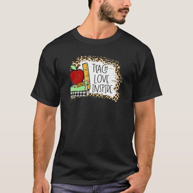 Teach Love Inspire Shirt Leopard Cheetah Print 100 T Shirt (Framsida)