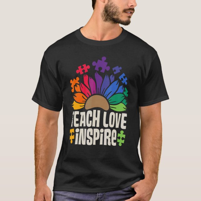 Teach Love Inspire SPED Teacher Speducator Special T Shirt (Framsida)