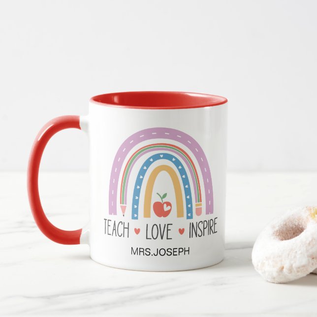 Teach Love Inspire Teacher  Mugg (Med munk)