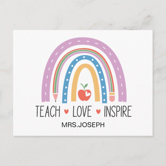 Teach Love Inspire Teacher  Vykort (Framsida)