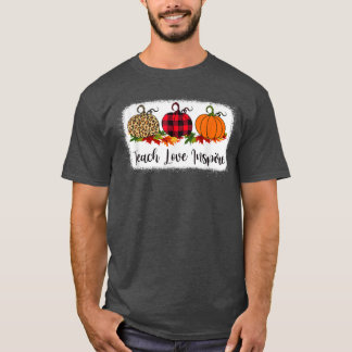 Teach Love Inspire TeacherAutumn Fall Pumpkin Leop T Shirt