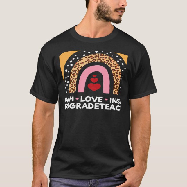 Teach Love Inspire Valentines Day 3rd Grade Teache T Shirt (Framsida)
