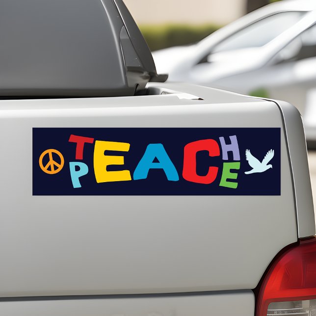 Teach Peace Bumper Sticker -  Positivitet Bildekal (🕊️ On-the-Go Harmony: Teach Peace Bumper Sticker! 🌈)