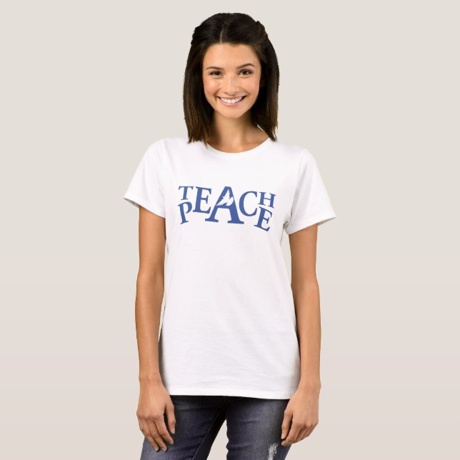 Teach Peace-flygande vit duvtröja Tee Shirt (Hel framsida)