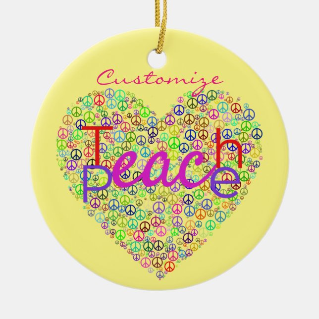 Teach Peace Heart Thunder_Cove Julgransprydnad Keramik (Framsidan)