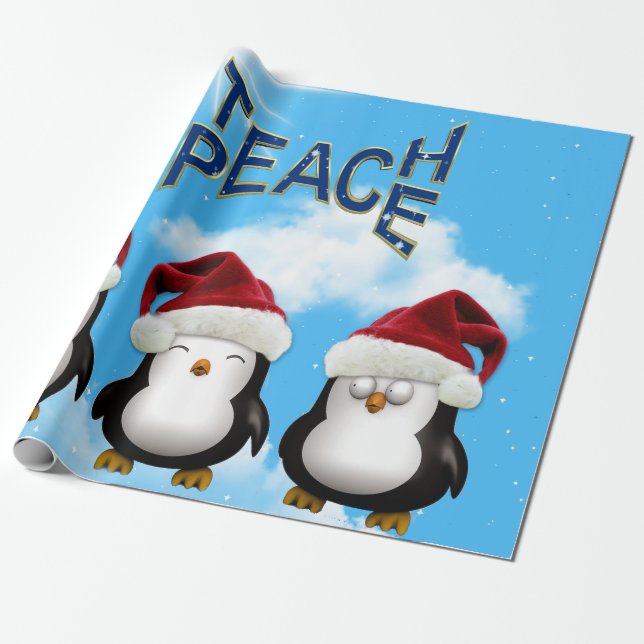 Teach Peace Penguins Presentpapper (Utrullad)