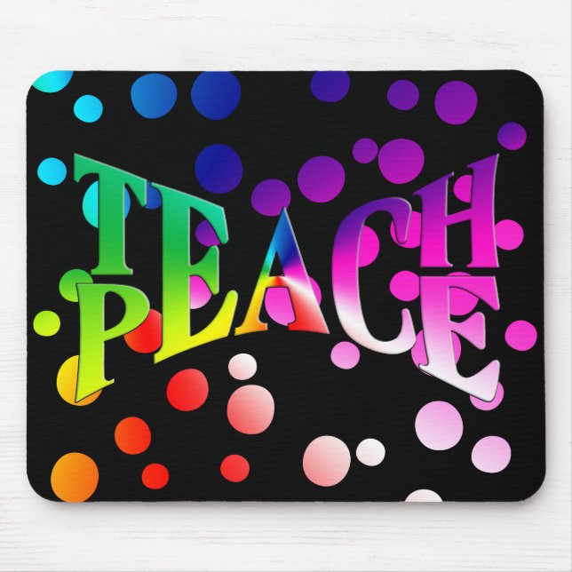 TEACH PEACE Rainbow Graphics on Polka dots Musmatta (Framsidan)