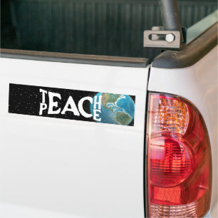 "Teach Peace" text och planetjord Bildekal