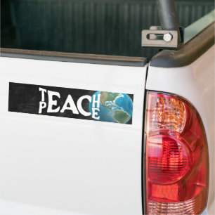 "Teach Peace"-textplaneten Jorden "Teach Peace" Bildekal