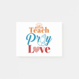 Teach Pray Kärlek Christian Catholic Lärare Faith Post-it Block