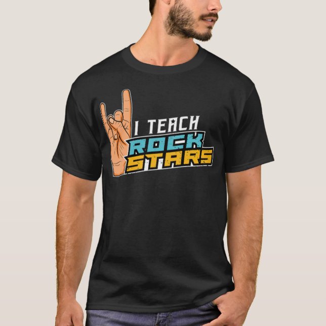 Teach Rockstjärna Rock n Roll Musik Teacher Radio  T Shirt (Framsida)