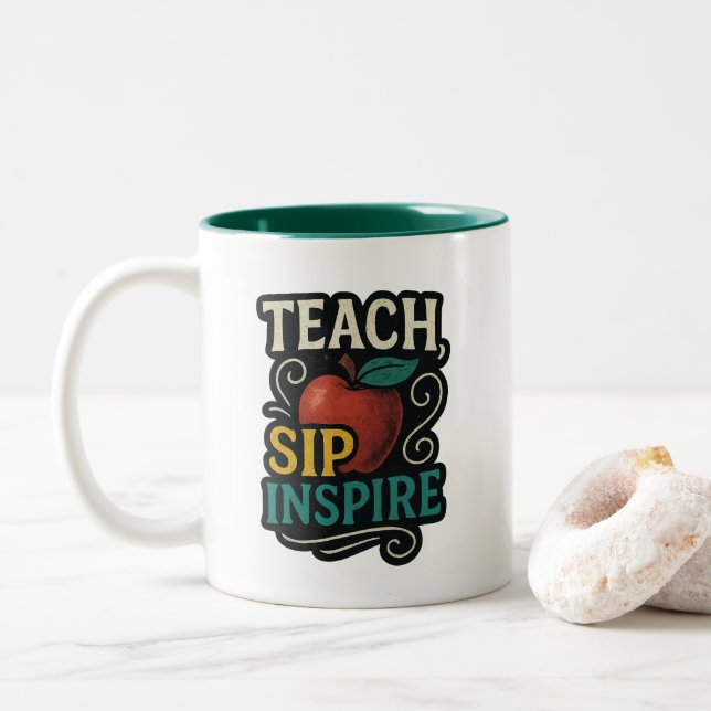 Teach Sip Inspire Lärare Avskrivningskaffe Mugg (Med munk)