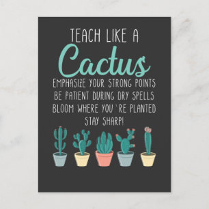 Teach som en Cactus Lacher Back to school Vykort