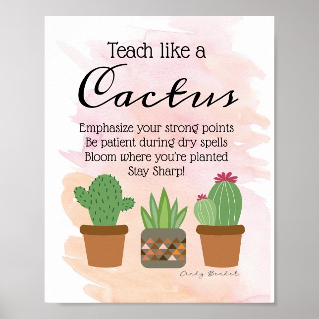 Teach som en Cactus Lacher Wall Skriv ut Poster (Framsidan)