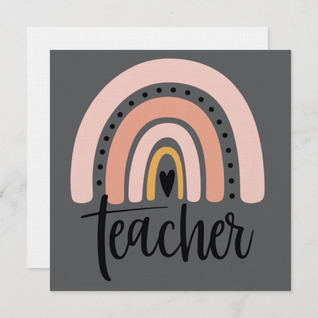 Teach Teacher Love Inspire Gift Rainbow  Inbjudningar (Fram/baksida)