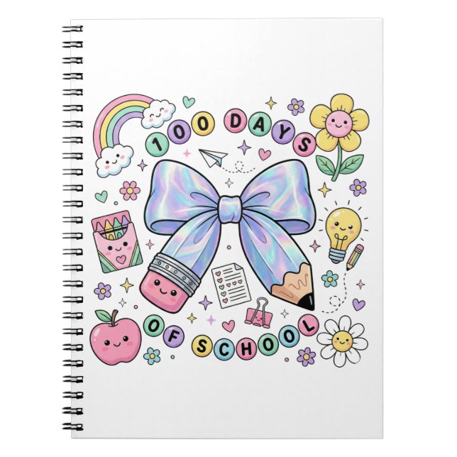 Teacher 100 Days of School Spiral Photo Notebook Anteckningsbok (Framsidan)