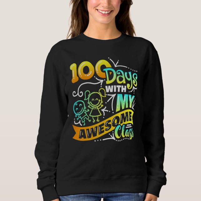 Teacher 100th Day of School With Awesome Class_2 T Shirt (Framsida)