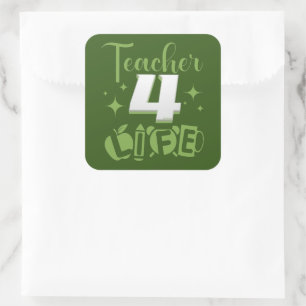 TEACHER 4 LIFE #Lärarliv Fyrkantigt Klistermärke