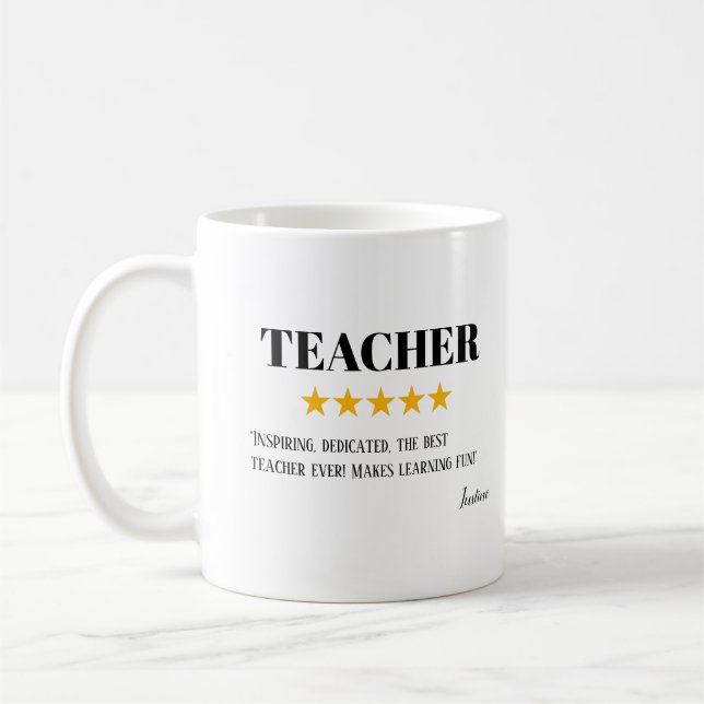 Teacher 5 Star Review | Amazing Teacher Gift Kaffemugg (Vänster)