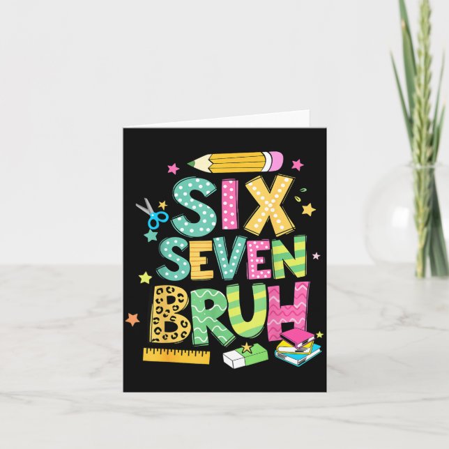 Teacher 67 School Six Seven Bruh Pencil Women Girl Kort (Framsida)