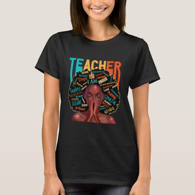 Teacher Afro Melanin Queen Pray T Shirt (Framsida)