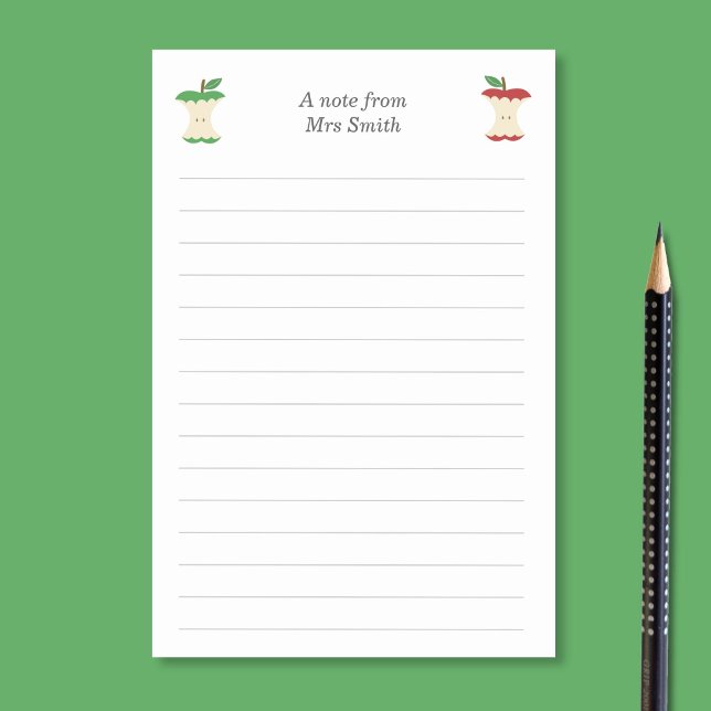 Teacher Apple Core och Linjer Post-it Block (Teacher Apple Core and Lines Post-it Notes)