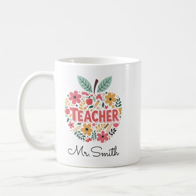 Teacher Apple Mug – Classic Red Apple Kaffemugg (Vänster)