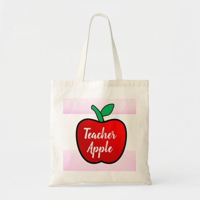 Teacher Apple Tote Bag Tygkasse (Framsidan)
