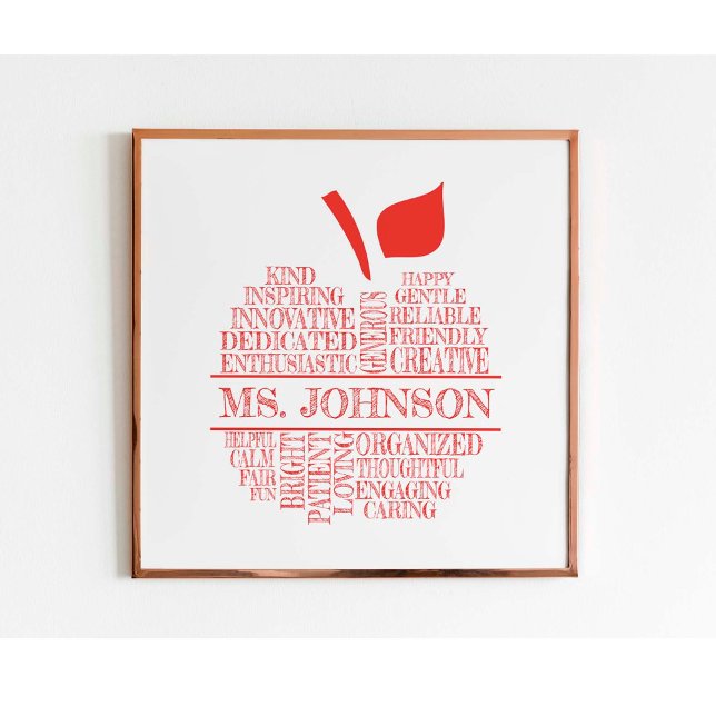Teacher Apple Typography with Teacher's Name  Poster (Skapare uppladdad)