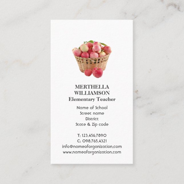 TEACHER | Äpplen | Foto-Affärskort Visitkort (Framsida)