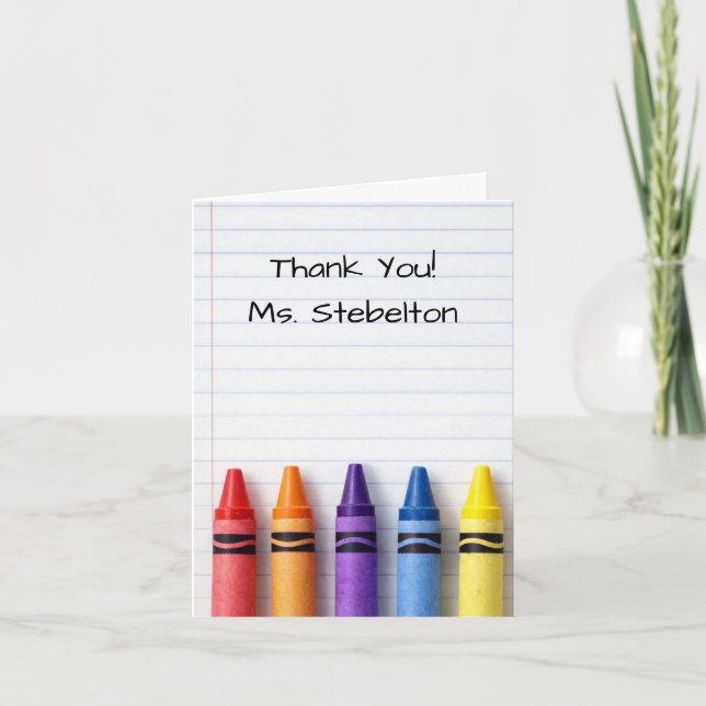 Teacher Appreciation Crayon Thank You Card Tack Kort (Framsida)