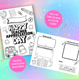 Teacher Appreciation Fill In The Blank Card Kort