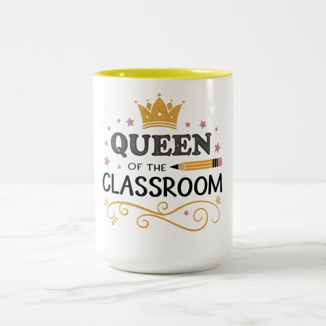 Teacher Appreciation Gift – Queen of the Classroom Två-Tonad Mugg (Center)