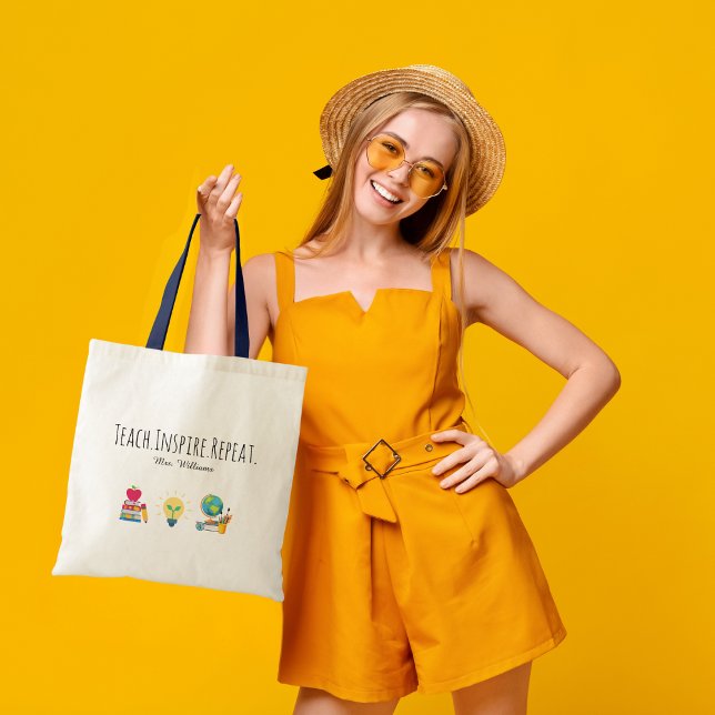 Teacher Appreciation Teach Inspire Repeat Custom Tygkasse (Skapare uppladdad)