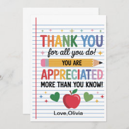 Teacher Appreciation Week  – Heartfelt Gratitude Tack Kort