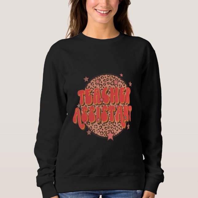 Teacher Assistant Groovy Leopard Teacher Appreciat T Shirt (Framsida)