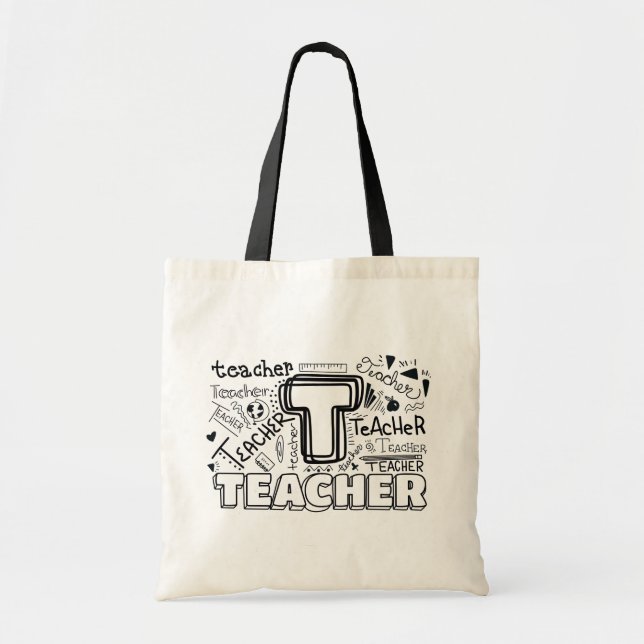 Teacher Back to school Tote Bag Tygkasse (Framsidan)