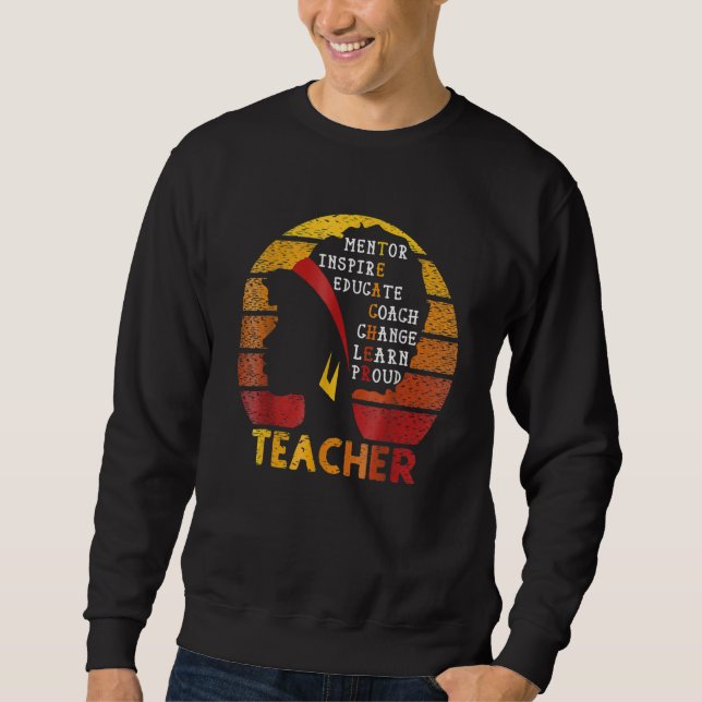 Teacher Black History Month Afro African Prde Men  Lång Ärmad Tröja (Framsida)