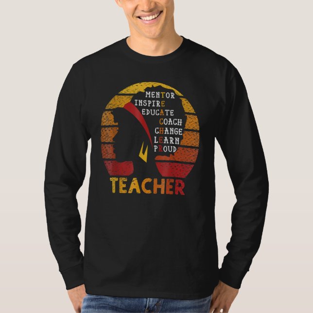 Teacher Black History Month Afro African Prde Men  T Shirt (Framsida)