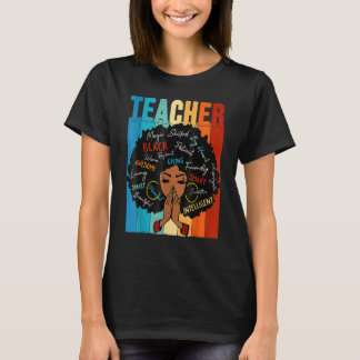 Teacher Black History Queen Melanin Afro African P T Shirt
