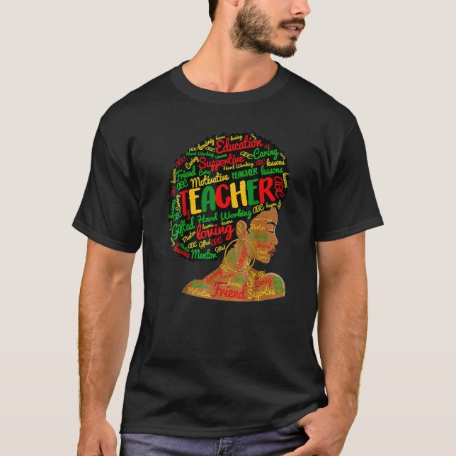 Teacher Black History Queen Melanin Afro African P T Shirt (Framsida)