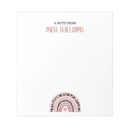 Teacher Boho Rainbow Leopard Skriv ut Anteckningsblock