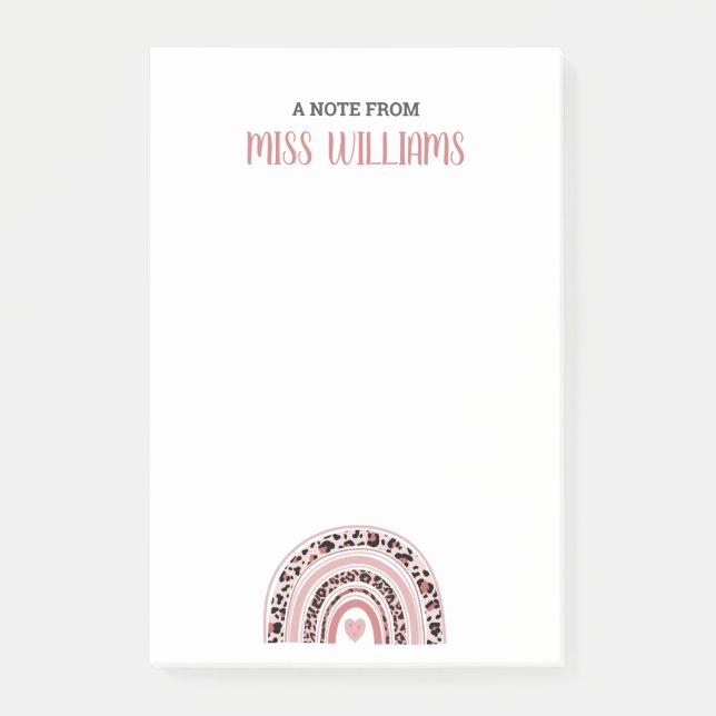 Teacher Boho Rainbow Leopard Skriv ut Post-it Block (Framsida)