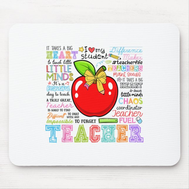 Teacher Bow Pencil Apple Funny Back To School Teac Musmatta (Framsidan)