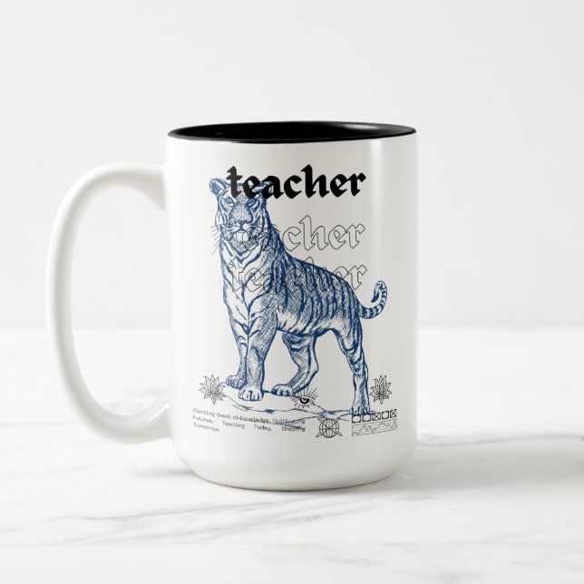 Teacher Ceramic Mug - Planting Seeds of Knowledge, Två-Tonad Mugg (Vänster)