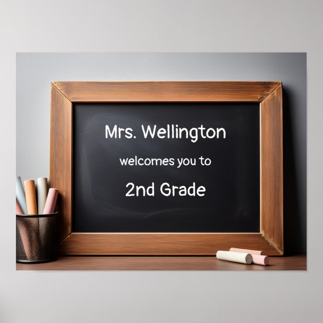 Teacher Chalkboard Blackboard Custom Welcome Poster (Framsidan)