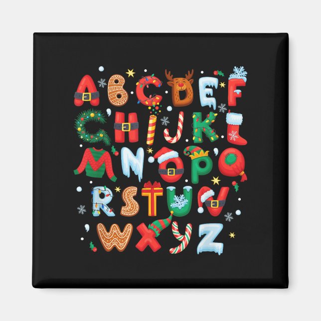 Teacher Christmas Alphabet Back To School Holiday  Magnet (Framsidan)