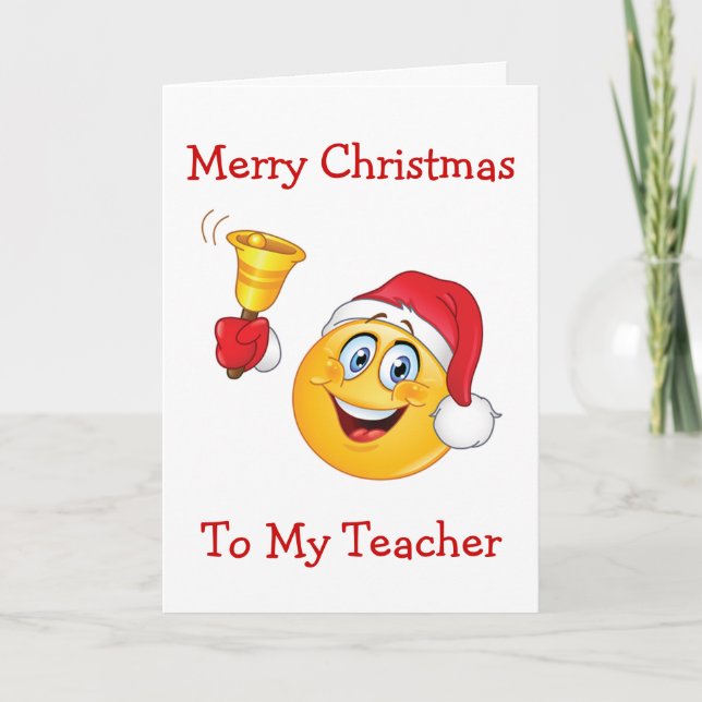 TEACHER/CHRISTMAS-CHRISTMAS EMOJI FÖR LÄRARE HELGKORT (Framsida)